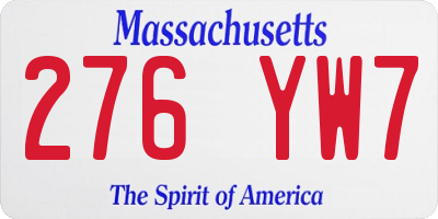 MA license plate 276YW7