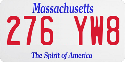 MA license plate 276YW8