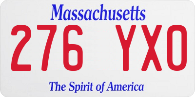 MA license plate 276YX0
