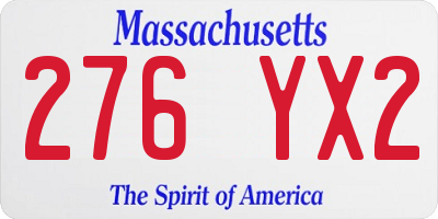 MA license plate 276YX2