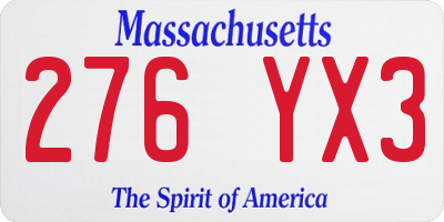 MA license plate 276YX3