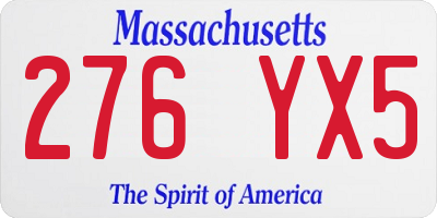 MA license plate 276YX5