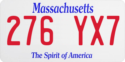 MA license plate 276YX7