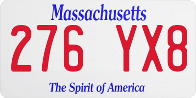 MA license plate 276YX8