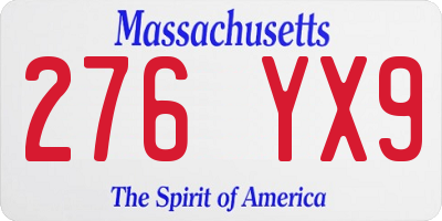 MA license plate 276YX9