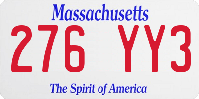 MA license plate 276YY3