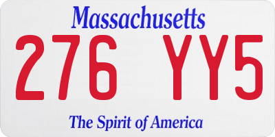 MA license plate 276YY5