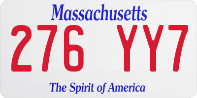 MA license plate 276YY7