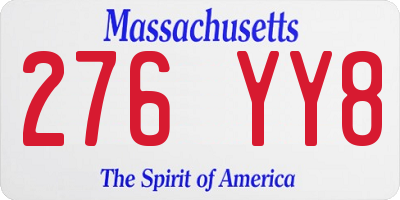 MA license plate 276YY8