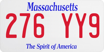 MA license plate 276YY9