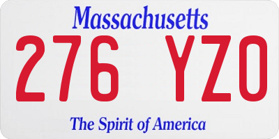 MA license plate 276YZ0