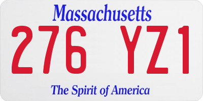 MA license plate 276YZ1