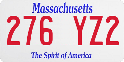 MA license plate 276YZ2