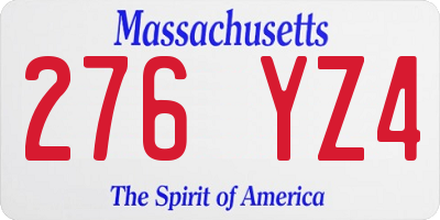 MA license plate 276YZ4