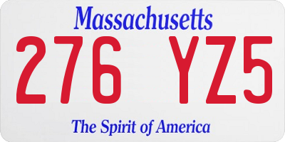 MA license plate 276YZ5