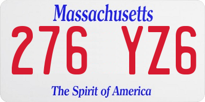 MA license plate 276YZ6