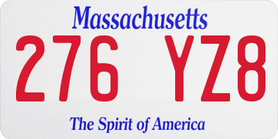 MA license plate 276YZ8