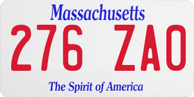 MA license plate 276ZA0