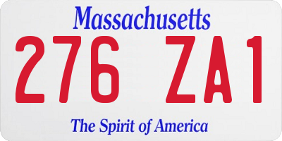 MA license plate 276ZA1