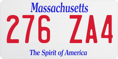 MA license plate 276ZA4