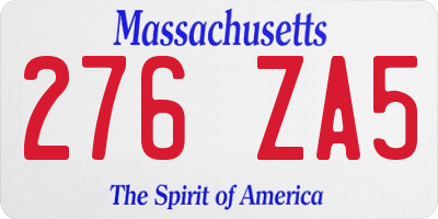 MA license plate 276ZA5