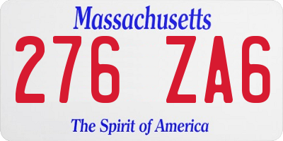 MA license plate 276ZA6