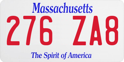 MA license plate 276ZA8