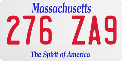 MA license plate 276ZA9