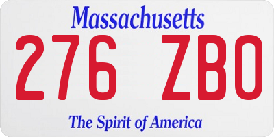 MA license plate 276ZB0