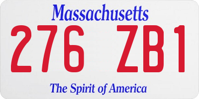MA license plate 276ZB1