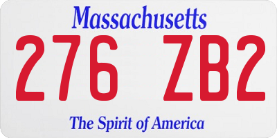 MA license plate 276ZB2