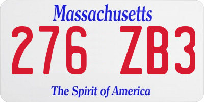 MA license plate 276ZB3