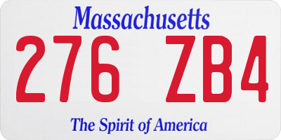 MA license plate 276ZB4