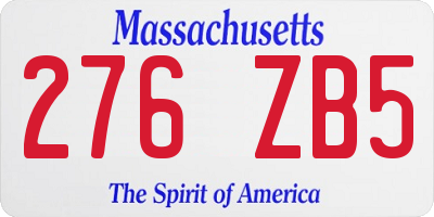MA license plate 276ZB5