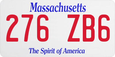 MA license plate 276ZB6