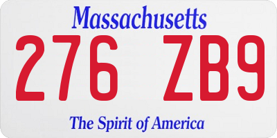 MA license plate 276ZB9