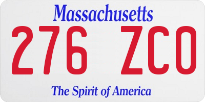 MA license plate 276ZC0
