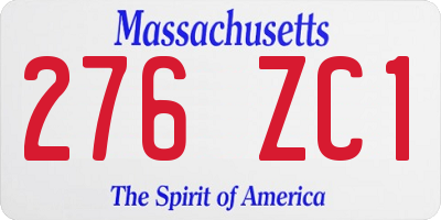 MA license plate 276ZC1