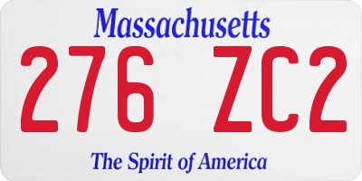 MA license plate 276ZC2