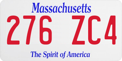 MA license plate 276ZC4