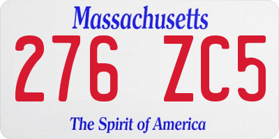 MA license plate 276ZC5