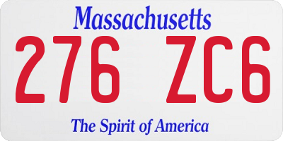 MA license plate 276ZC6