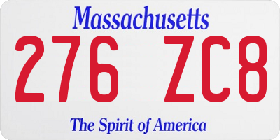 MA license plate 276ZC8