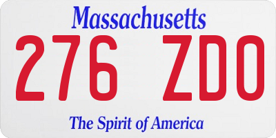 MA license plate 276ZD0
