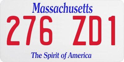 MA license plate 276ZD1