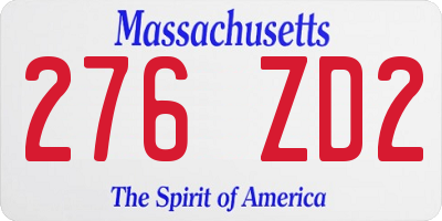 MA license plate 276ZD2
