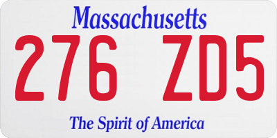 MA license plate 276ZD5
