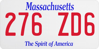 MA license plate 276ZD6