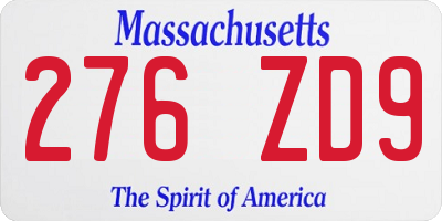 MA license plate 276ZD9