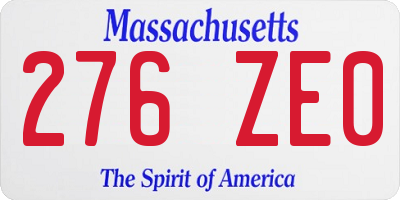 MA license plate 276ZE0